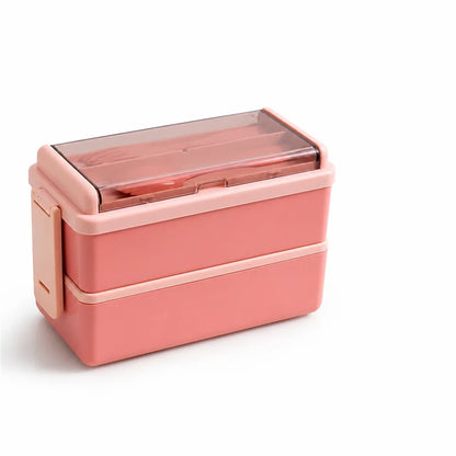 Bento Lunch Box Double-Layer Leak-Proof Built-In Cutlery