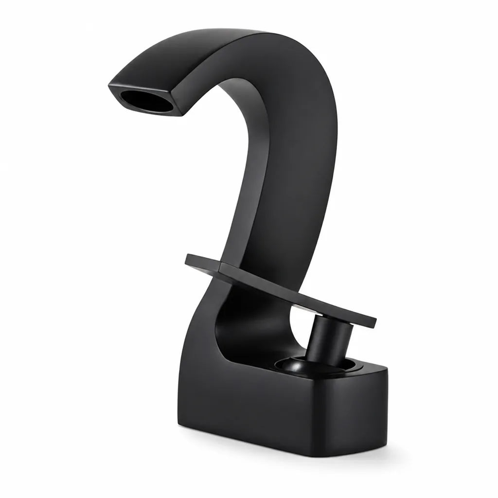 Brass Single-Handle Bathroom Sink Faucet With Goose-Neck High-Arc Spout (2-Hole Center-Set)