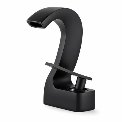 Brass Single-Handle Bathroom Sink Faucet With Goose-Neck High-Arc Spout (2-Hole Center-Set)