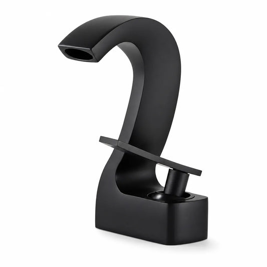 Brass Single-Handle Bathroom Sink Faucet With Goose-Neck High-Arc Spout (2-Hole Center-Set)