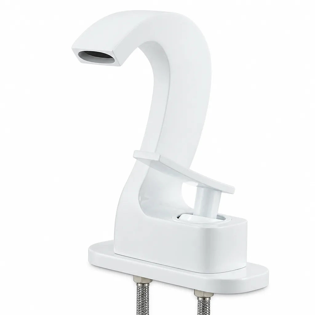 Brass Single-Handle Bathroom Sink Faucet With Goose-Neck High-Arc Spout (2-Hole Center-Set)