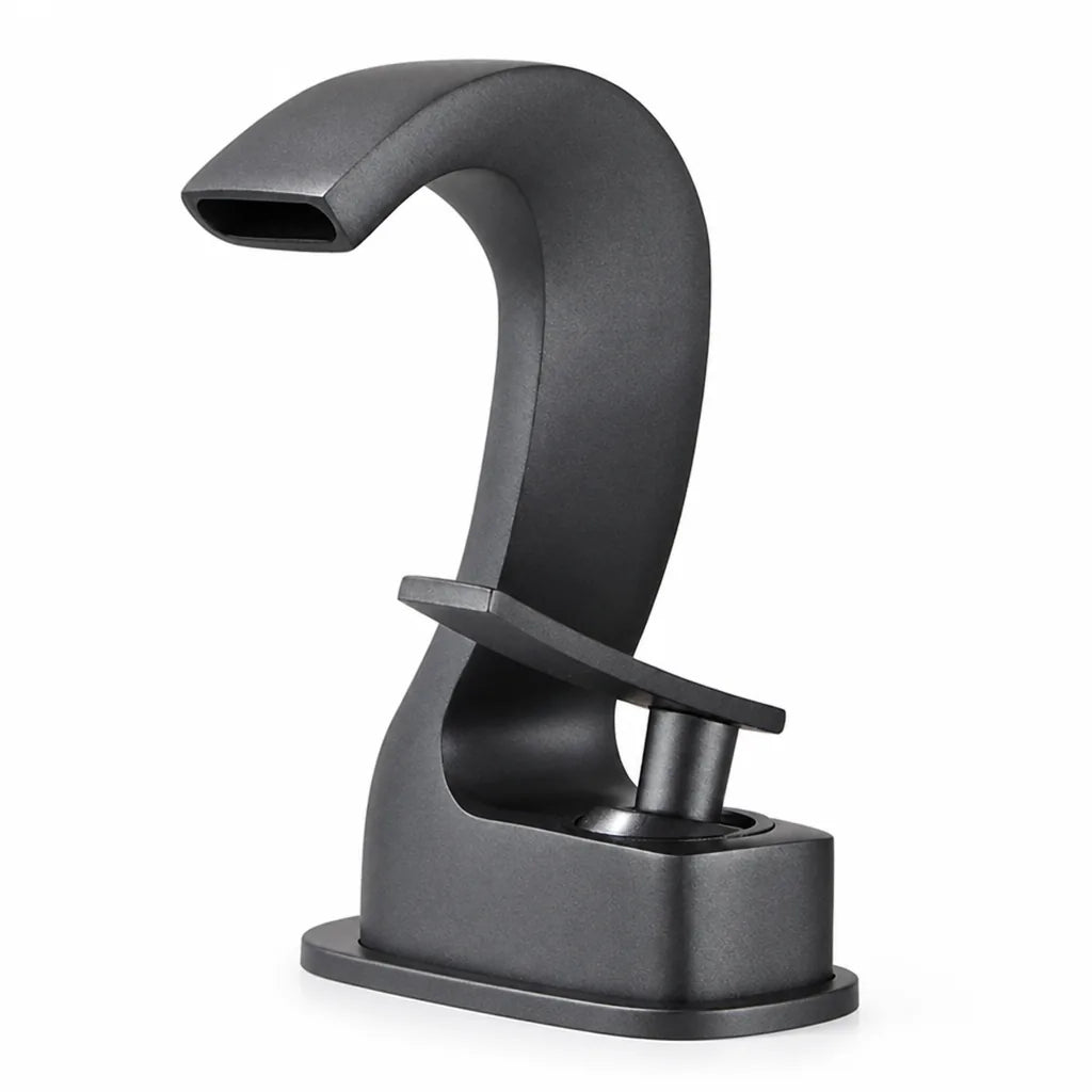 Brass Single-Handle Bathroom Sink Faucet With Goose-Neck High-Arc Spout (2-Hole Center-Set)