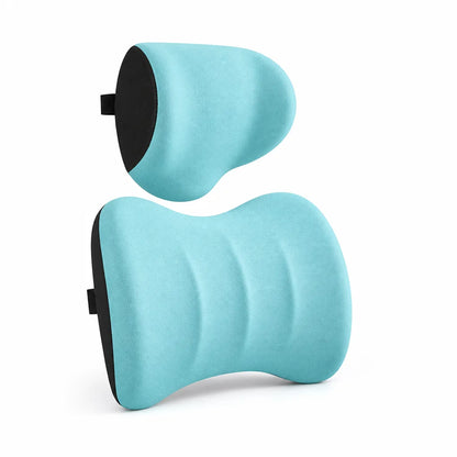Car Headrest & Lumbar Cushion Set Ergonomic Memory Foam