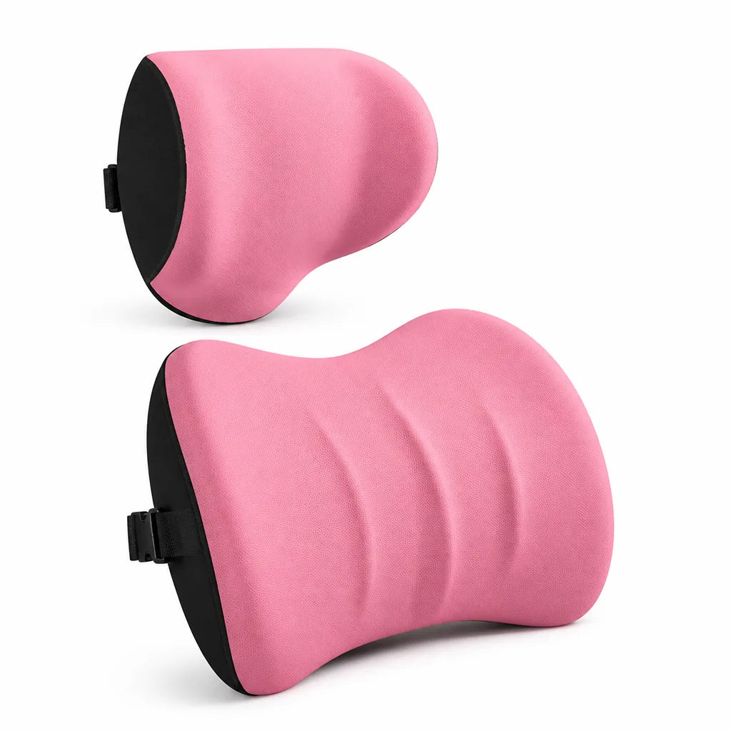 Car Headrest & Lumbar Cushion Set Ergonomic Memory Foam