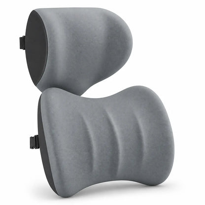Car Headrest & Lumbar Cushion Set Ergonomic Memory Foam