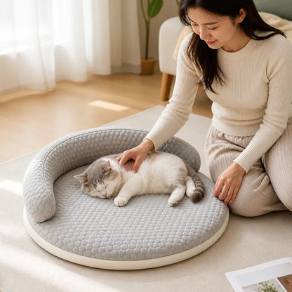 Cat Bed Orthopedic Foam & Cooling Ice Silk