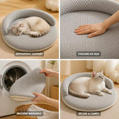 Cat Bed Orthopedic Foam & Cooling Ice Silk