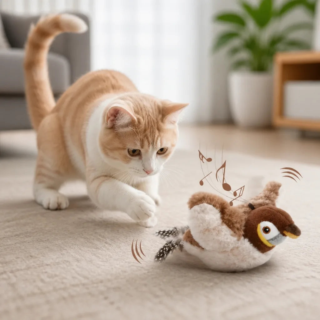 Cat Toy Flapping Bird Realistic Sound & USB Rechargeable