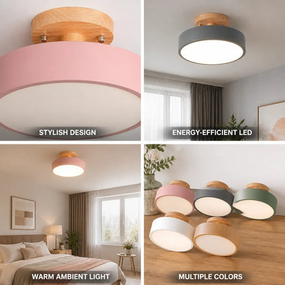 Ceiling Lamp Wood & Acrylic Energy-Efficient LED Multi-Color