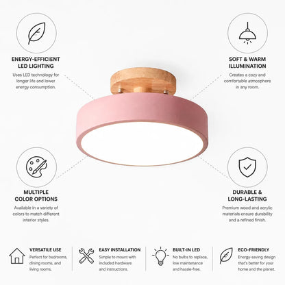 Ceiling Lamp Wood & Acrylic Energy-Efficient LED Multi-Color