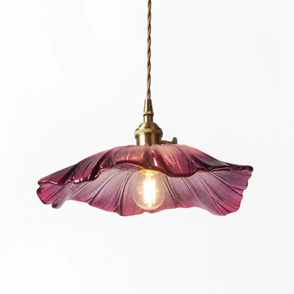 Ceiling Pendant Light Flower-Shaped Glass Warm Ambient Glow