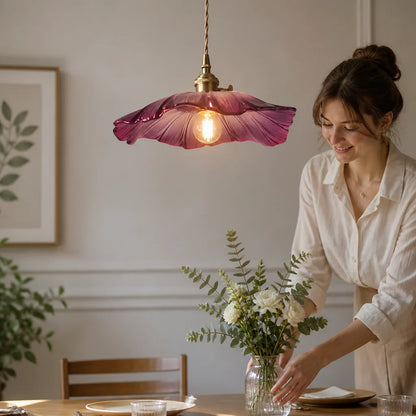 Ceiling Pendant Light Flower-Shaped Glass Warm Ambient Glow