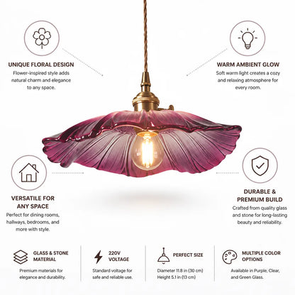 Ceiling Pendant Light Flower-Shaped Glass Warm Ambient Glow