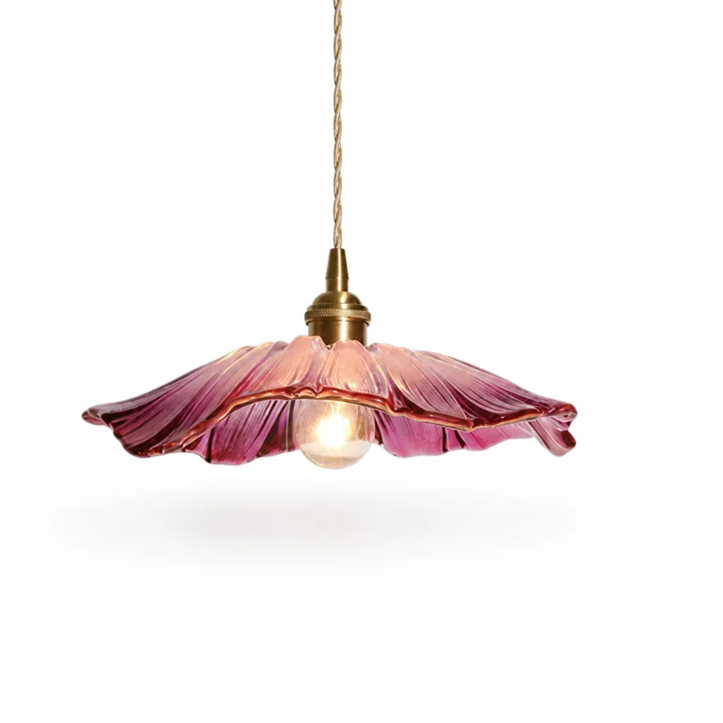 Ceiling Pendant Light Flower-Shaped Glass Warm Ambient Glow