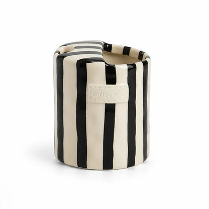 Ceramic Mug Hand-Painted Stripes Integrated Straw Hole 300ml