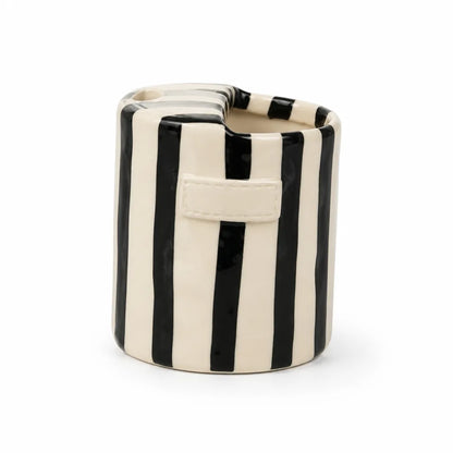 Ceramic Mug Hand-Painted Stripes Integrated Straw Hole 300ml