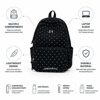 Commuter Backpack Multiple Compartments Laptop Sleeve Lightweight