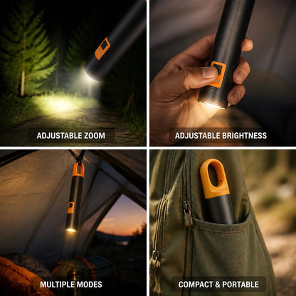 Compact Adjustable Zoom & Brightness Tactical Flashlight