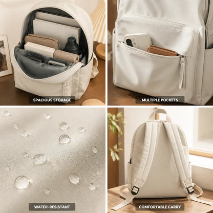 Compact Backpack Water-Resistant Multiple Pockets & Padded Straps