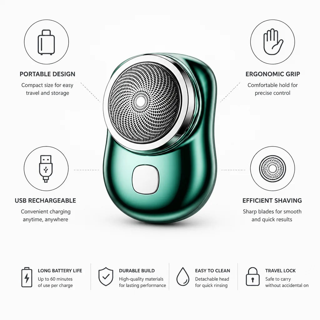Compact USB Rechargeable Electric Shaver