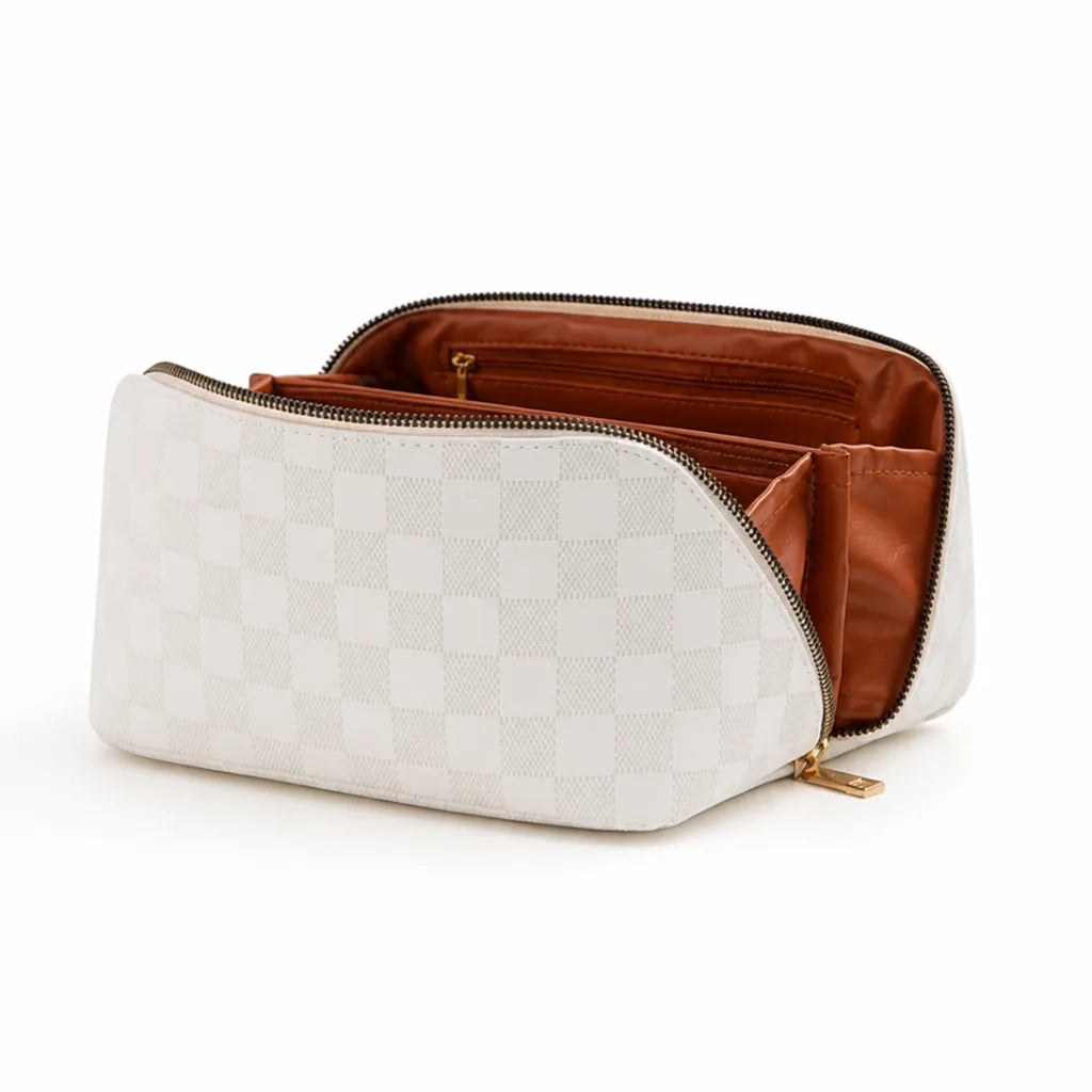 Cosmetic Bag Multiple Compartments Waterproof Faux Leather