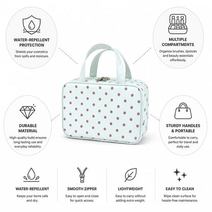 Cosmetic Bag Water-Repellent Multiple Pockets & Handles
