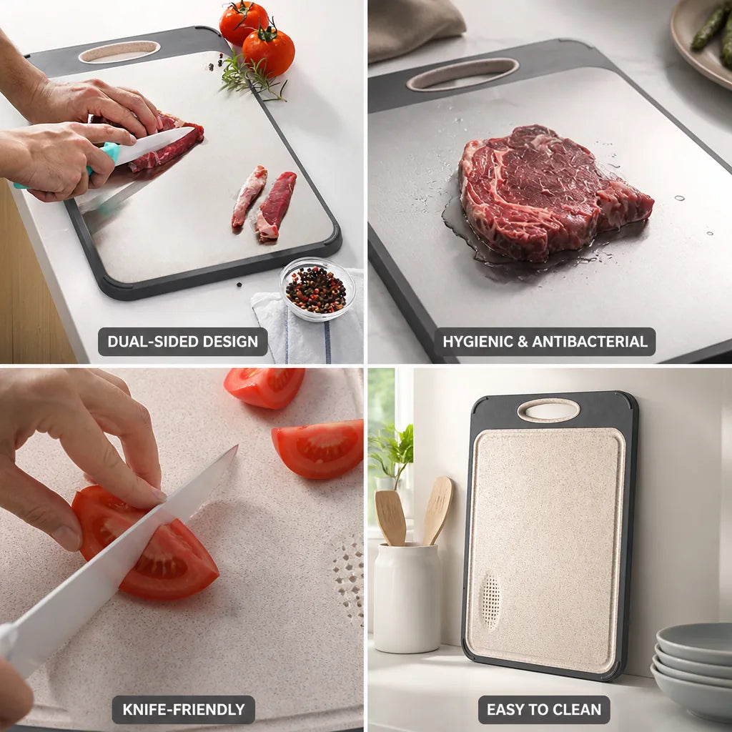 Cutting Board Dual-Sided Stainless Steel & Plant Fiber
