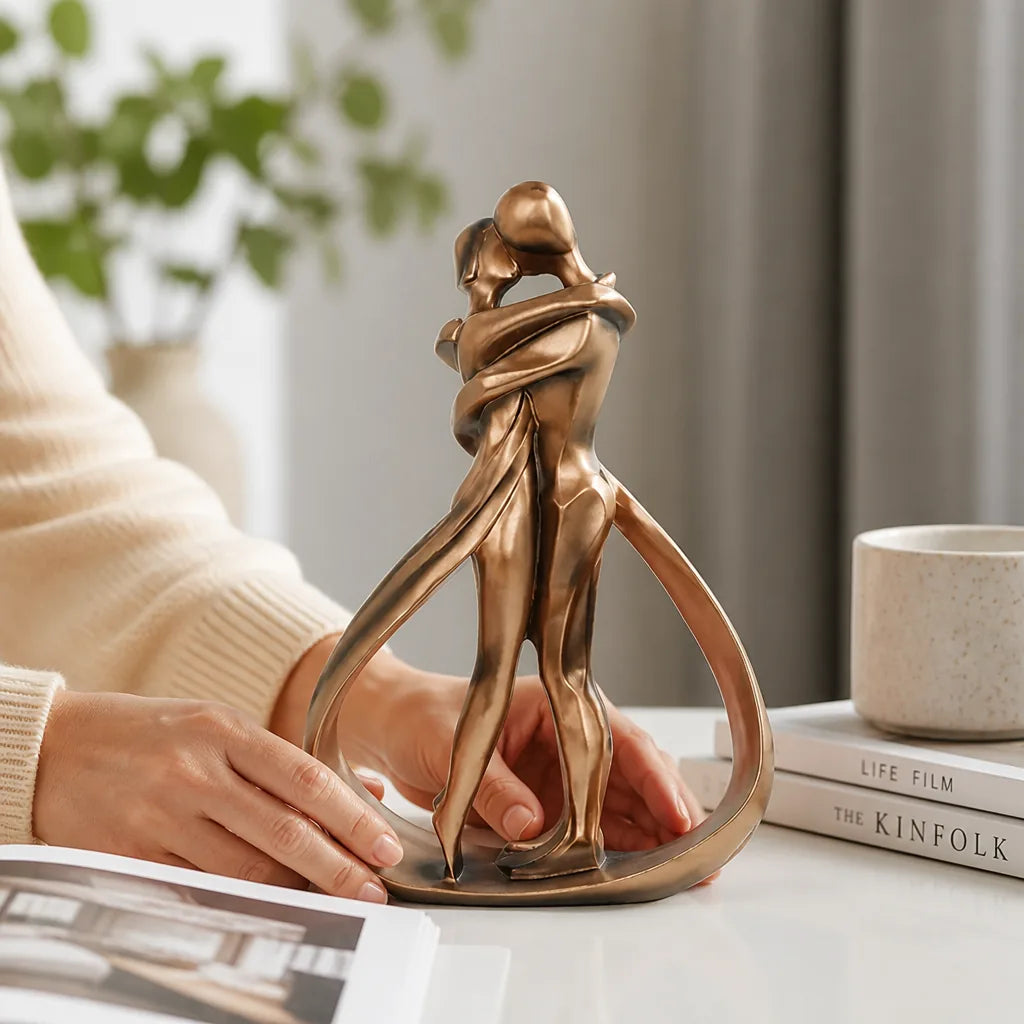 Decorative Sculpture Embracing Figures Resin Bronze