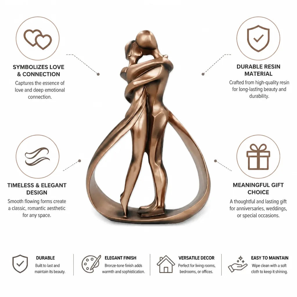 Decorative Sculpture Embracing Figures Resin Bronze