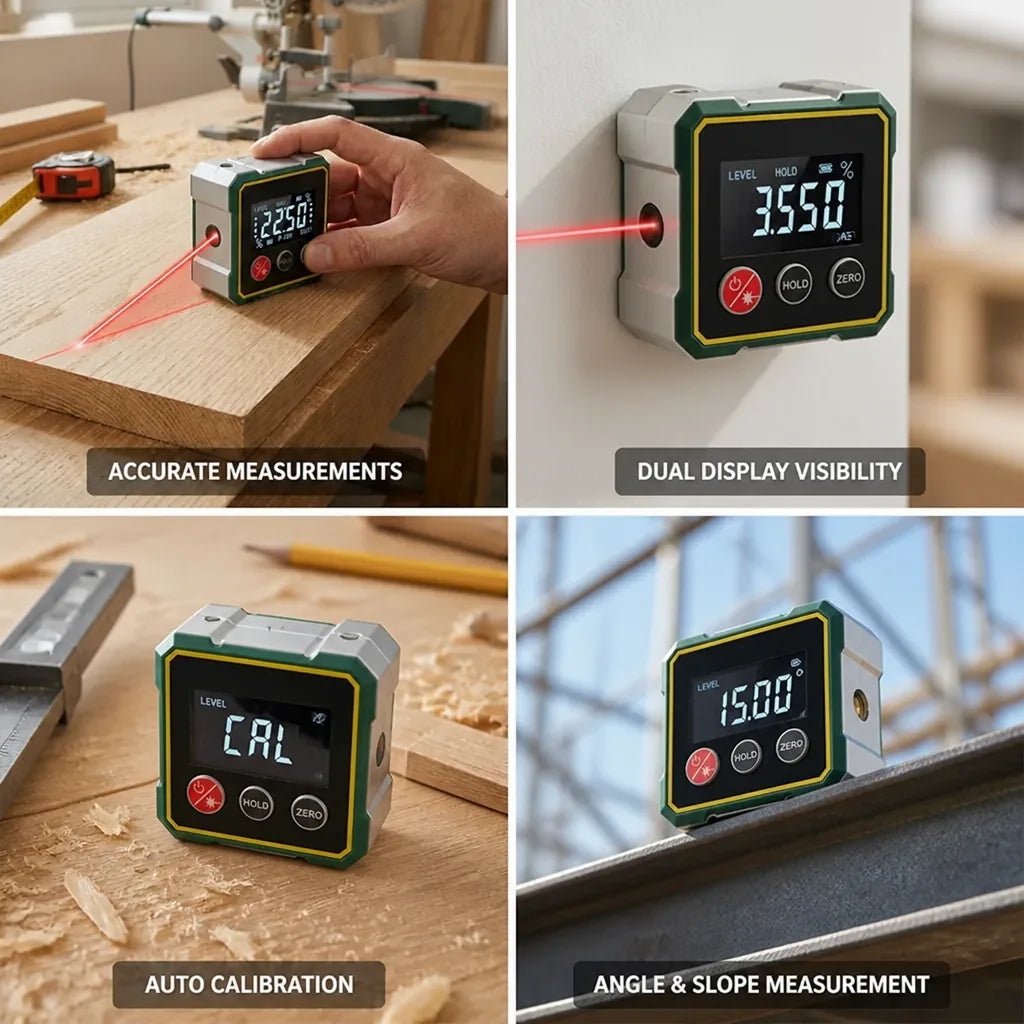Digital Laser Dual-Display Angle Finder (Auto-Calibration)