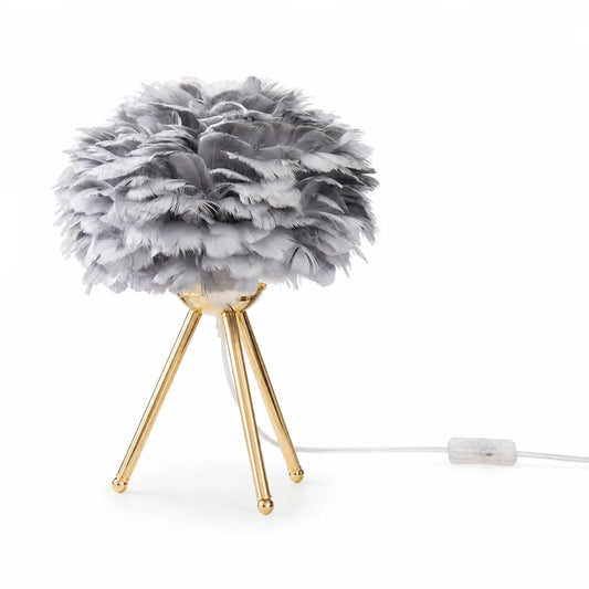 Dimmable LED Feather Shade Table Lamp (For Bedroom & Living Room)