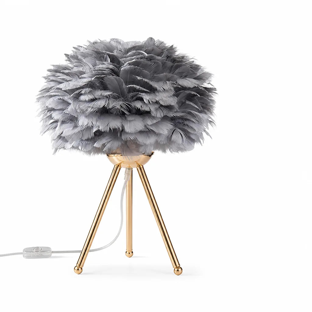 Dimmable LED Feather Shade Table Lamp (For Bedroom & Living Room)