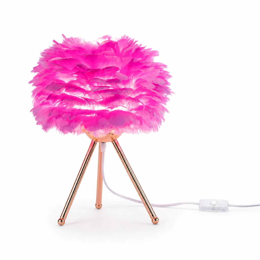 Dimmable LED Feather Shade Table Lamp (For Bedroom & Living Room)