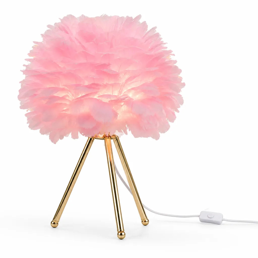 Dimmable LED Feather Shade Table Lamp (For Bedroom & Living Room)