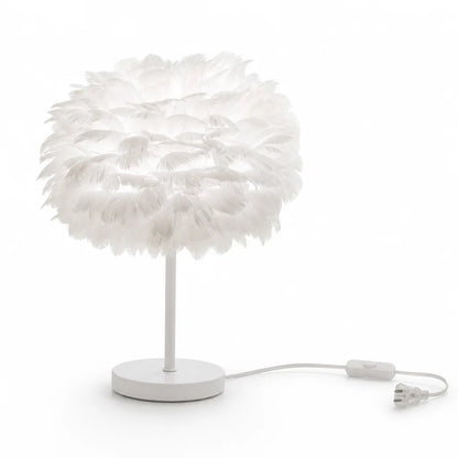 Dimmable LED Feather Shade Table Lamp (For Bedroom & Living Room)