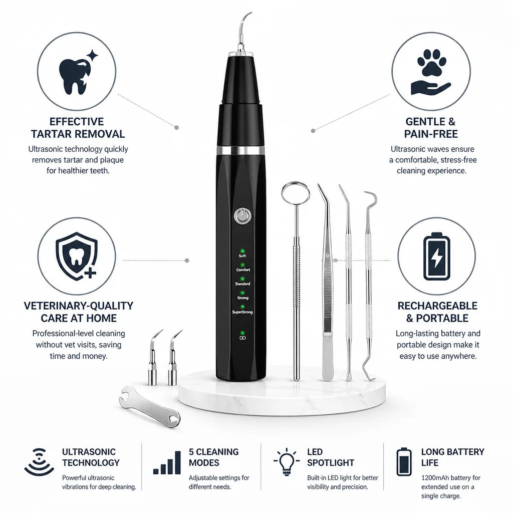 Dog Tartar Remover Ultrasonic Rechargeable & Portable