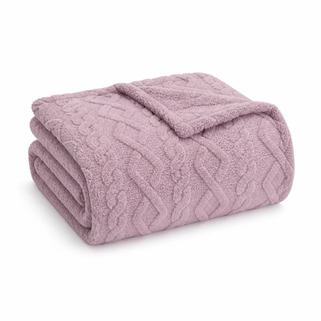 Double-Sided Faux Lambswool Throw Blanket
