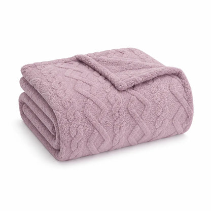 Double-Sided Faux Lambswool Throw Blanket