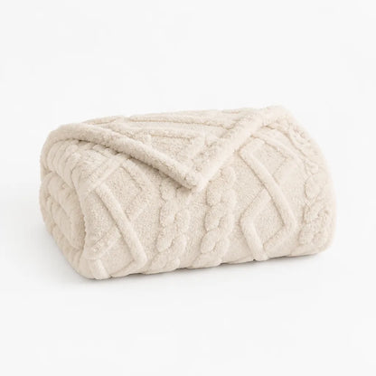Double-Sided Faux Lambswool Throw Blanket