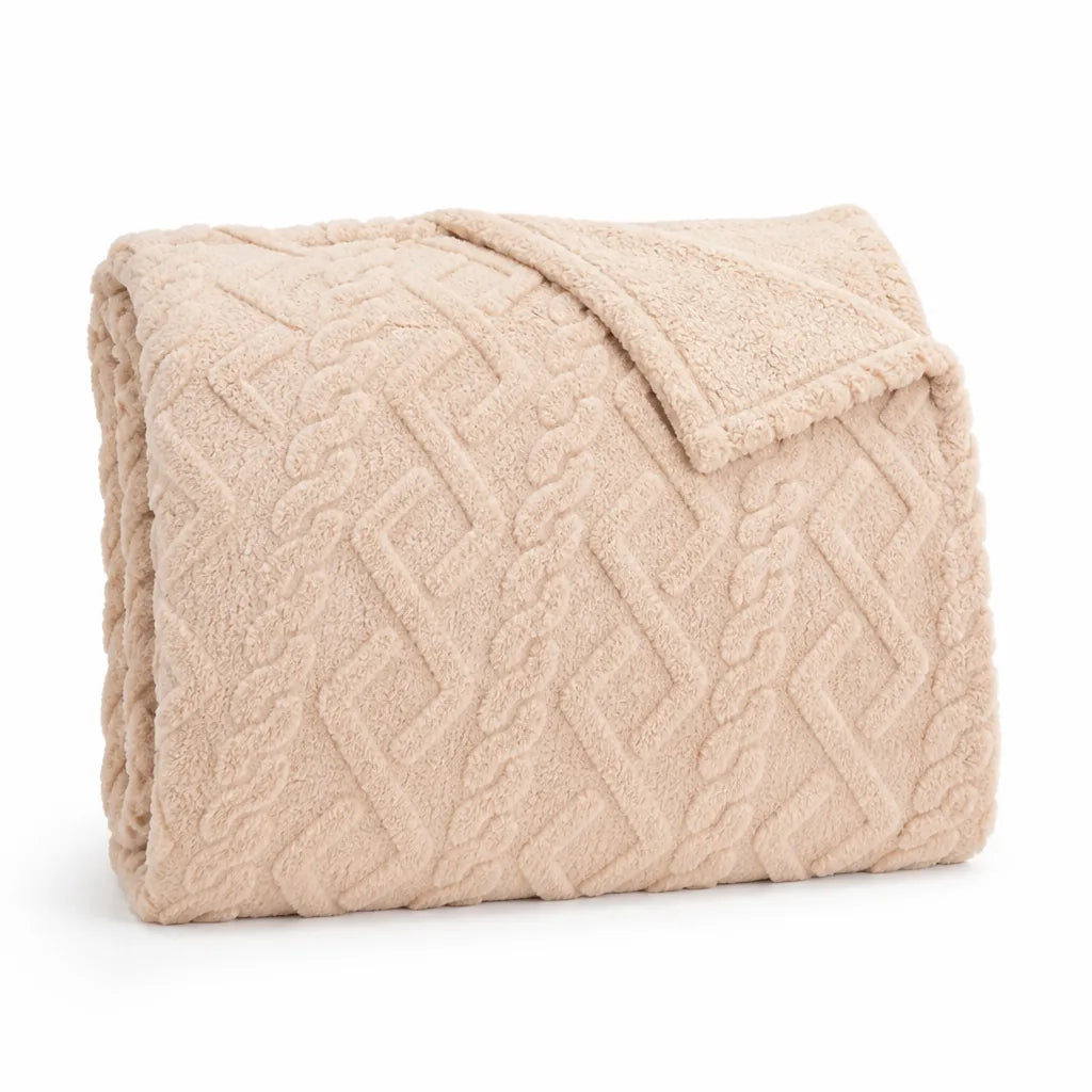 Double-Sided Faux Lambswool Throw Blanket