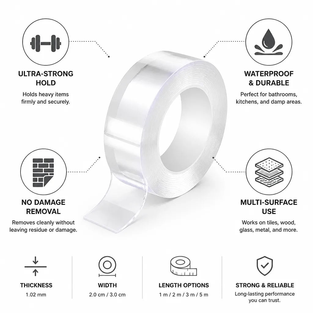 Double-Sided Mounting Tape Ultra-Strong & Waterproof Multi-Surface