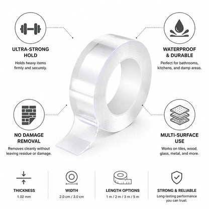 Double-Sided Mounting Tape Ultra-Strong & Waterproof Multi-Surface