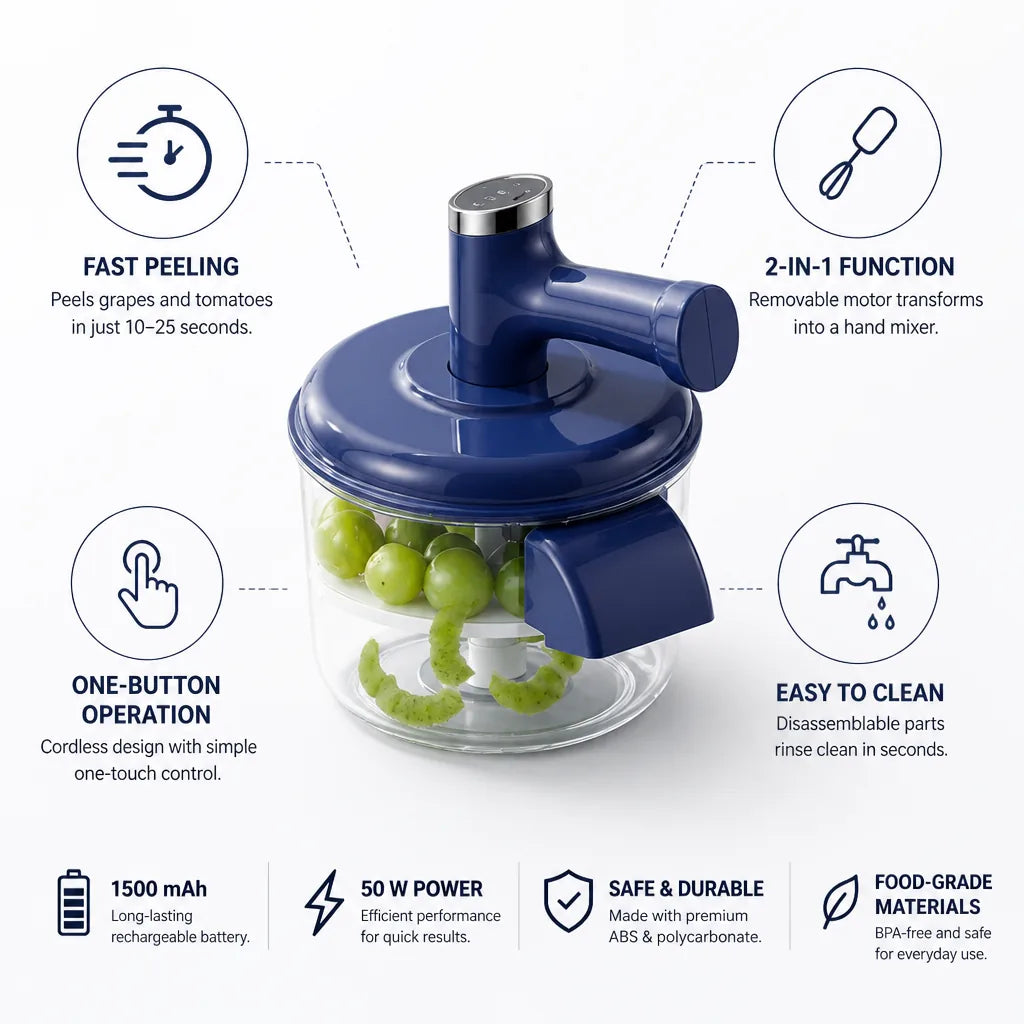 Electric Fruit Peeler Cordless Rechargeable Hand Mixer