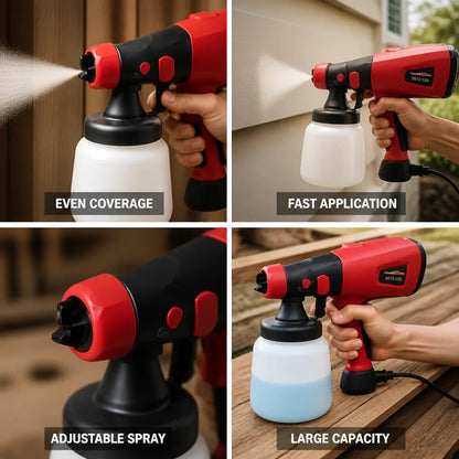 Electric Paint Sprayer 500W Adjustable Spray Control 900ml Tank