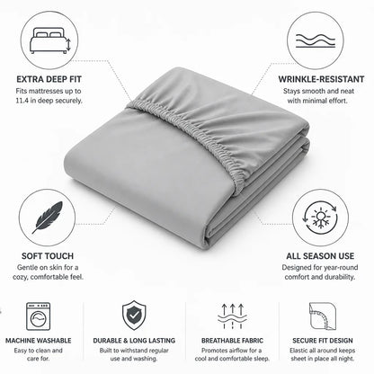 Fitted Sheet Extra Deep Wrinkle-Resistant & Soft-Touch