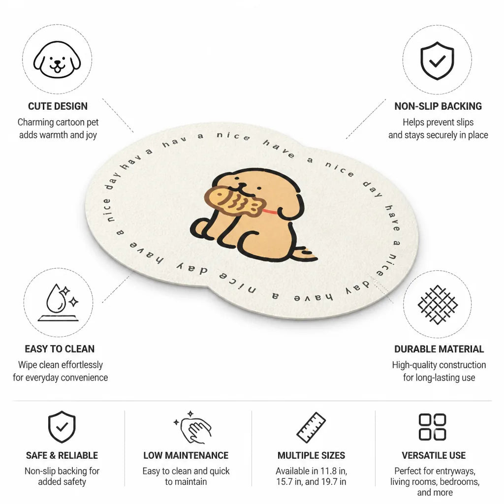 Floor Mat Cute Cartoon Pet Non-Slip & Easy-Clean