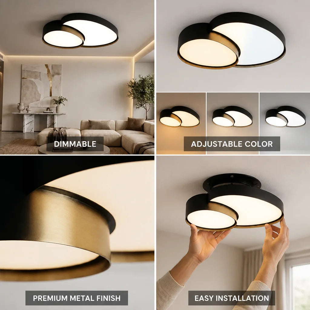 Flush Ceiling Light Integrated LED Dimmable & Adjustable Color