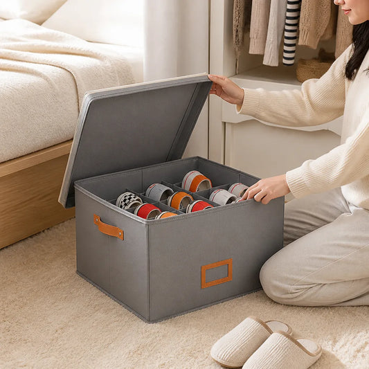 Foldable Dustproof Breathable Fabric Lid Shoe Storage Box (36 x 36 x 30 cm)