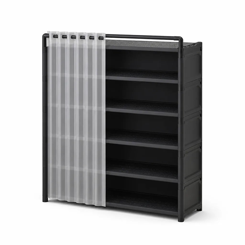 Foldable Multi-Tier Front Dust Cover Shoe Rack