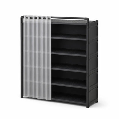 Foldable Multi-Tier Front Dust Cover Shoe Rack
